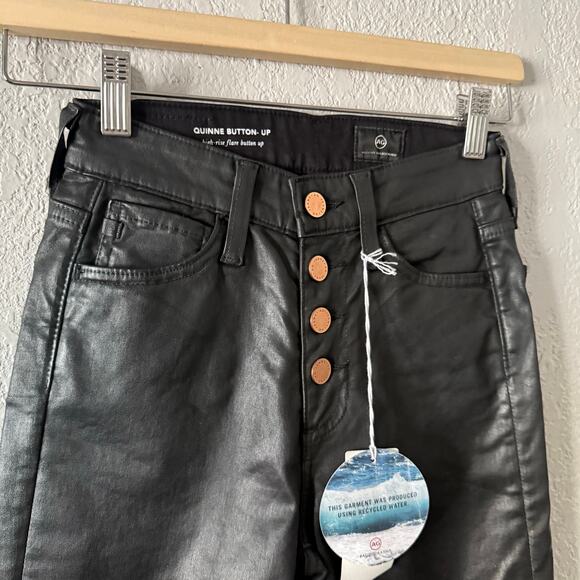 AG Adriano Goldschmied Quinne High Rise Faux Leather Black Jeans NWT Size 23 - Picture 7 of 9